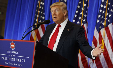 Tổng thống đắc cử Trump tại cuộc họp báo.